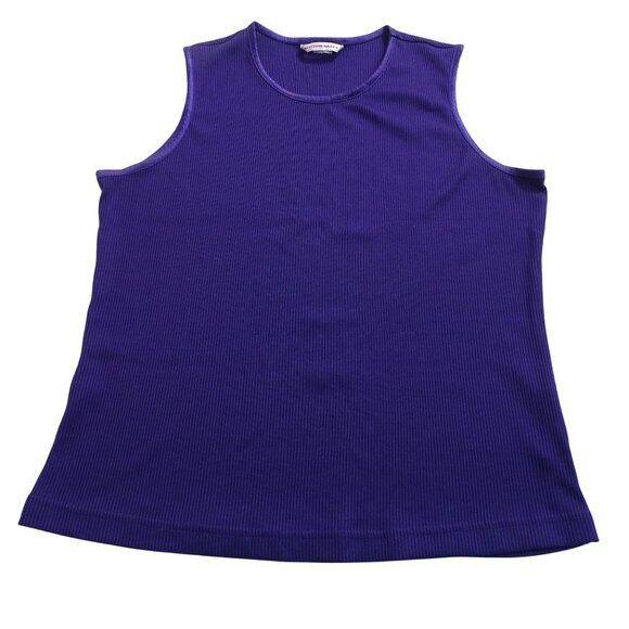 Allison Daley Ribbed Sleeveless Tank Top Career Shell Purple Womens Size L - Picture 1 of 9